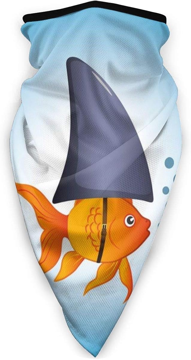 Sun UV Protection Face Bandana For Unisex Headband Scarf Half Face Neck Gaiter Wrist Band Headwrap Neckerchief Balaclava Bonnet-Goldfish Wearing A Shark Fin