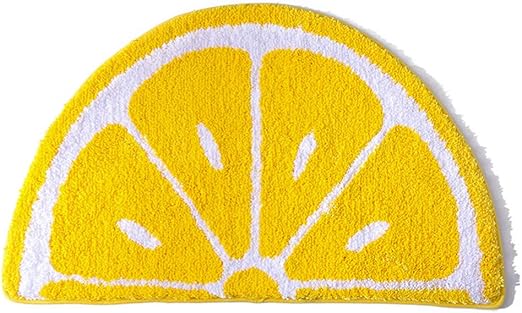 Amazon Com Haplove 19 7x31 5 Inch Half Round Microfiber Soft Lemon Shape Bathroom Rugs Non Slip Shag Bath Mat Rug For Kitchen Bedroom Rubber Shower For Floor Living Room Mats Water Absorbent Washable Yellow