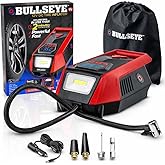 Bullseye 12V DC Car Tire Inflator Portable Air Compressor - Rapid 2 Minute Inflation, Auto Shut-Off, Max 150 PSI, Easy Cord S