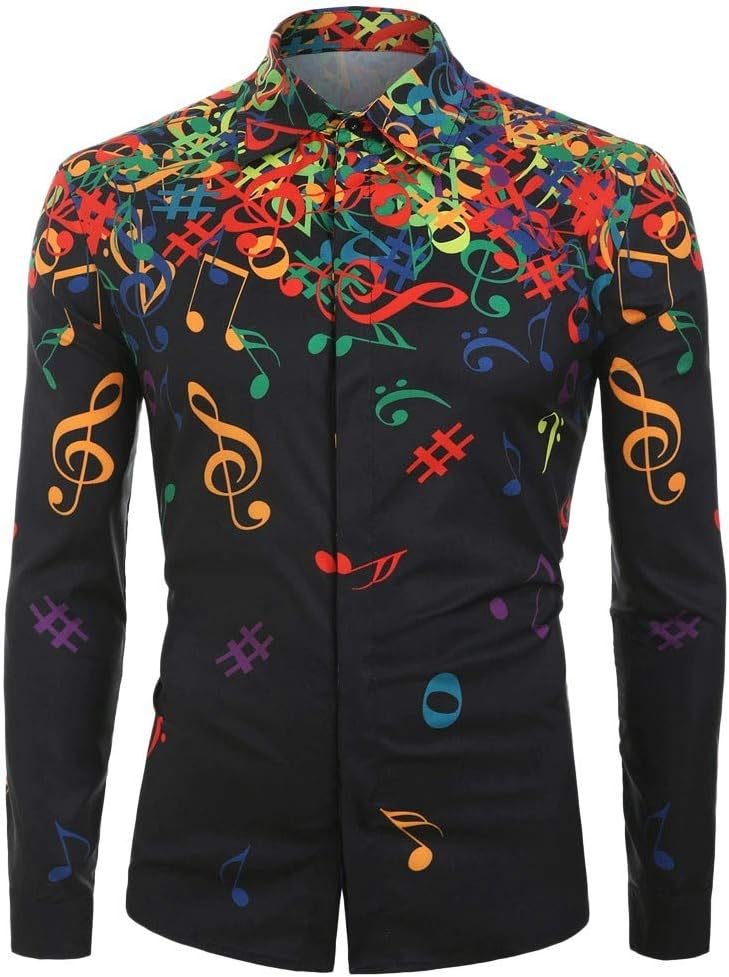SPE969 Men's Long Sleeve Floral Shirt,Beach Button Down Causal Flower Printed Shirt Fit Slim Blouse Top