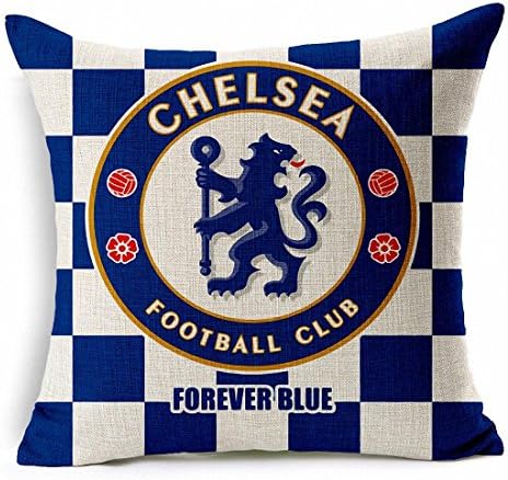 E-sunshine Thick Cotton Blend Linen Square Throw Pillow Cover Decorative Cushion Case Pillow Case 18 X 18 Inches / 45 X 45 cm, New Football Club Badge (Chelsea)