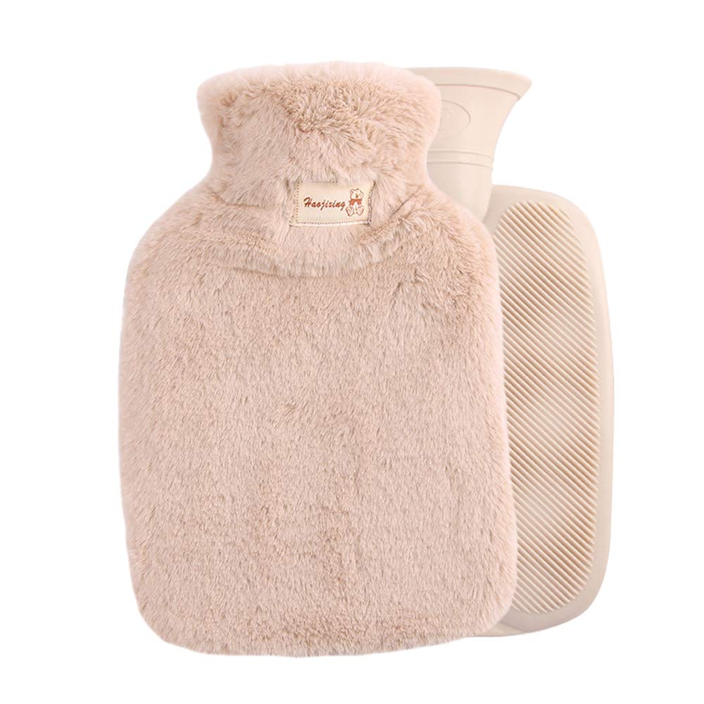 Aidier Hot Water Bottle with Fleece Cover 1 L Winter Rubber Hot Water Bag for Relief, Neck and Shoulders, Feet Warmer, Menstrual Cramps