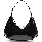 Cute Shoulder Bags for Women, Small Going Out Purse Patent Leather Crescent Bag Women's Shoulder Handbags with Zipper Closure