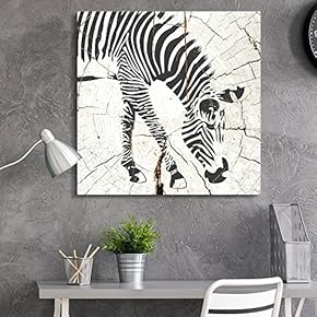 Square Canvas Wall Art - Zebra Wood Effect Canvas - Giclee Print Gallery Wrap Modern Home Art Ready to Hang - 12x12 inches