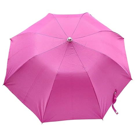 2 Fold Nylon Plastic Unisex Umbrella, Pink (Pink)