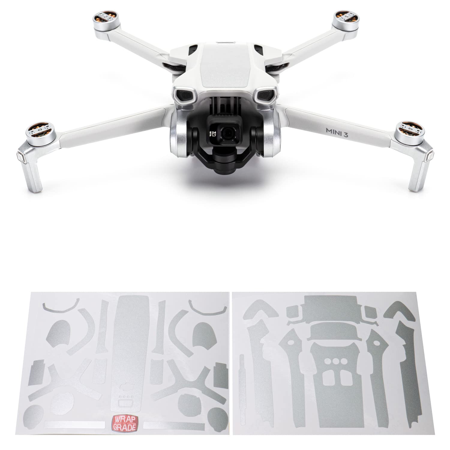 WRAPGRADE Skin Stickers Compatible with DJI Mini 3 | Accent Color (AIRFORCE SILVER)