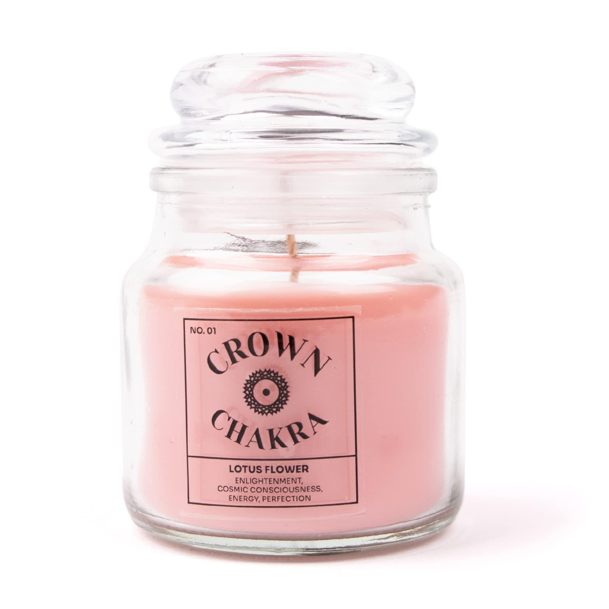 Myga Scented Candle - Crown Chakra Candle with Soy Wax & Essential Oil Blend, 100% Vegan and Eco-Friendly - Perfect for Relaxation, Yoga, Meditation & Aromatherapy - Lotus