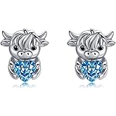 Highland Cow Earrings 925 Sterling Silver Highland Cow Stud Earrings Animal Jewelry for Women Mom