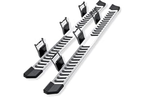 COMNOVA AUTOPART COMNOVA Pair Running Board Compatible with 17-25 Ford F250 Superduty Crew Cab（4 Full Size Doors） Rocker Slider Side Steps,Width 6 Inches V Style.with OE Style Brackets.