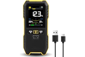 WODHMIEY Pinless Wood Moisture Meter, Water Detector for Drywall Humidity Tester for Wood Gypsum Brick with 2.4 Inch Color Sc