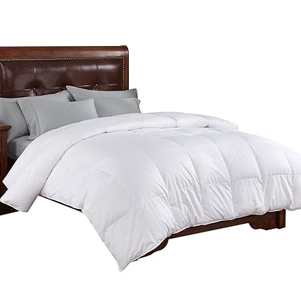 Peace Nest All Season White Goose Down Comforter 600 Fill Power Down Fill 100 Cotton Shell 300 Thread Count King Size White