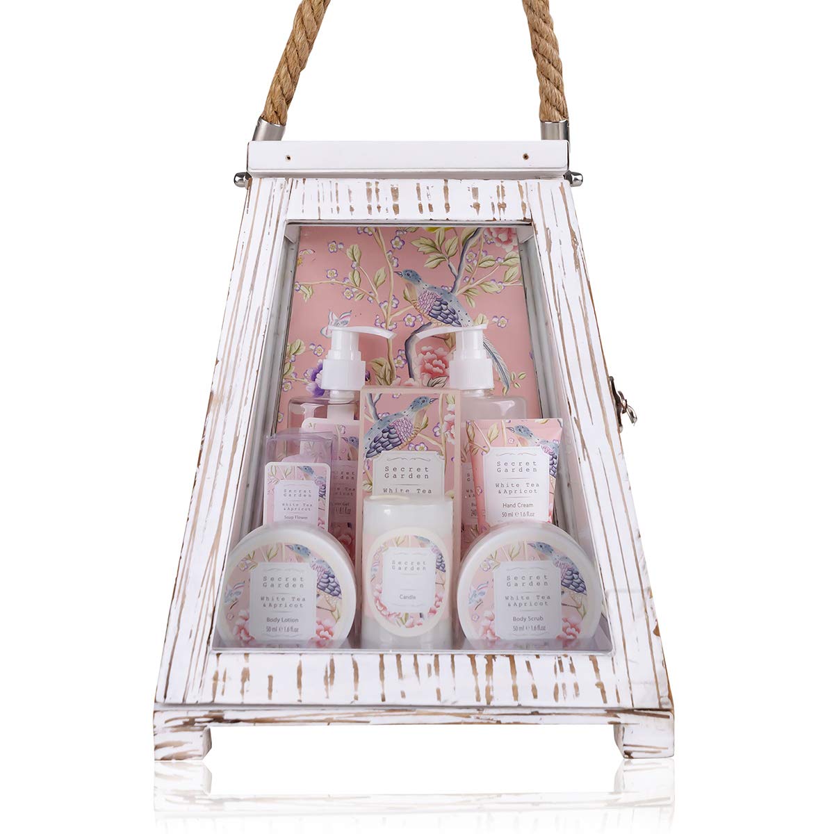 Accentra Secret Garden Gift Set Bath and Shower Set with White Tea & Apricot Fragrance - 11-Piece Gift Set