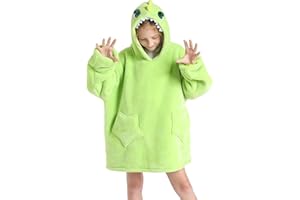 DESERTHOME Wearable Blanket Hoodie for Kids 4-12YR Oversized Animal Hooded Blanket Super Soft Comfortable Warm Flannel Dragon