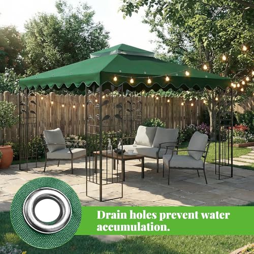 OKYUK Replacement Gazebo Roof with Breathable Mesh, UV Resistant, Stable Double Roof Construction, Waterproof, Includes Drainage Holes, Ideal for Garden Gazebos
