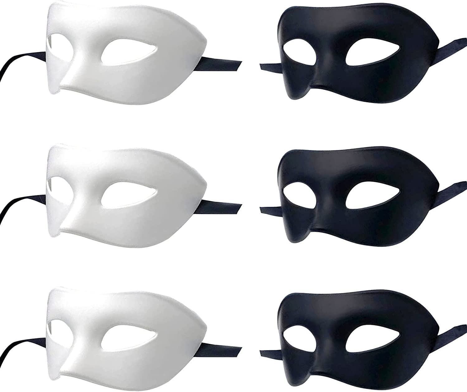 LECMACY Men Women Masquerade Mask, Venetian Rome Half Face Eyes Masks Mardi Gras Themed Party Costume Cosplay Sets-One Size Fits Most (3x(B+W) / 6pcs)