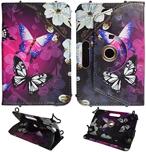 White Flower Butterfly For Kindle Fire HD 6 inch Tablet Syn Leather Case Cover 360 Rotating Folding Folio Stand Cover Case