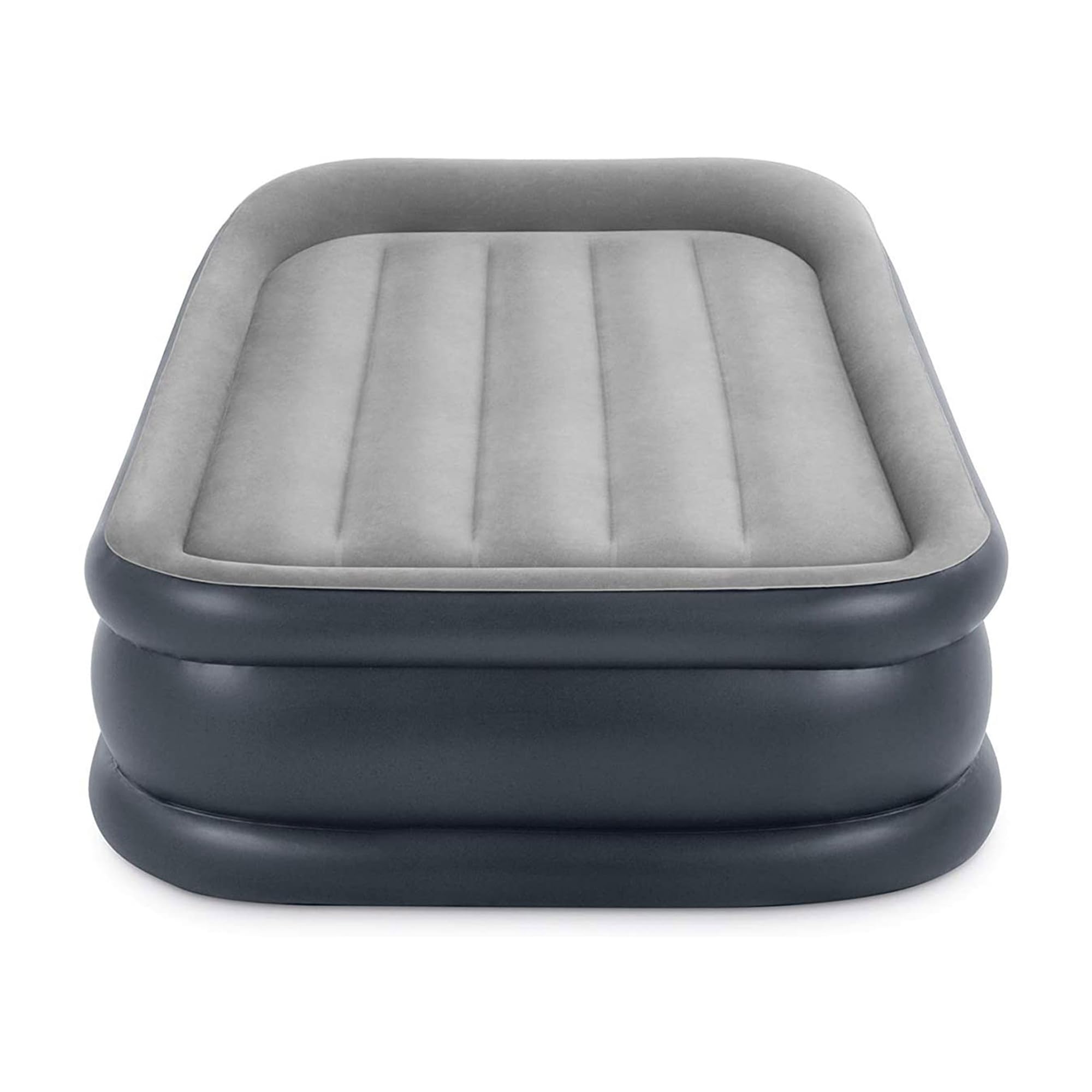 Intex 64131ED Dura-Beam Plus Deluxe Pillow: Fiber-Tech – Twin Size – Built-in Electric Pump – 16.5in Bed Height – 300lb Weight Capacity