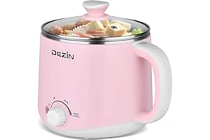 Dezin Hot Pot Electric, Rapid Noodles Cooker, Stainless Steel Electric Pot 1.6 Liter, Perfect for Ramen, Egg, Pasta, Dumpling, Soup, Porridge, Oatmeal with Temperature Control and Keep Warm Function