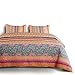 Wake In Cloud - Bohemian Quilt Set, Orange Coral and Green Boho Chic Mandala Pattern Printed, Soft Microfiber Bedspread Coverlet Bedding (3pcs, Twin Size)