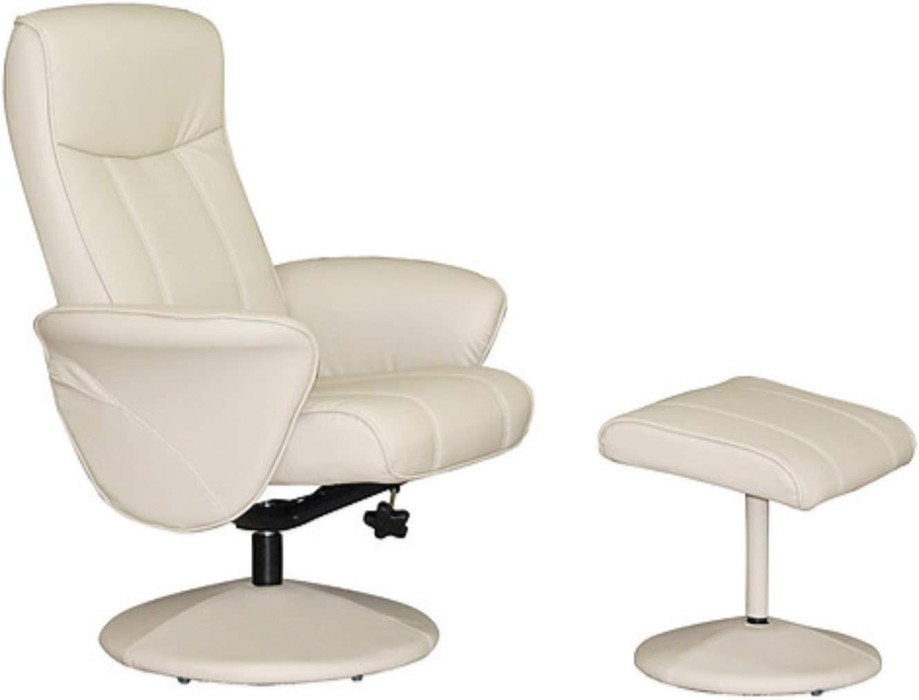 Oak City Florence - Faux Leather Swivel Recliner Chair And Foot Stool in Cafe Latte PU with Matching Base