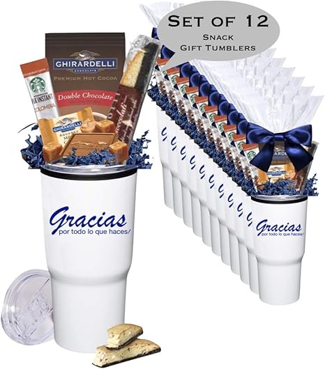 Amazon Com 12 Piece Gracias Coffee Cocoa Stainless Steel Travel Mug Gift Set Employee Appreciation Gifts Admin Office Gifts Holiday Mug Teacher Appreciation Gift Corporate Thank You Travel Mugs Nurse S Day Gifts Everything Else