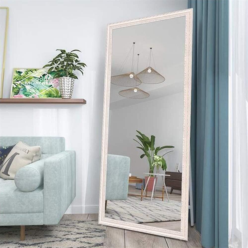Tian Full-Length Floor Mirror,Bedroom Living Room European The Natural Solid Wood Slimming Effect Dressing Mirror (Color : Elegant White, Size : 18080cm)