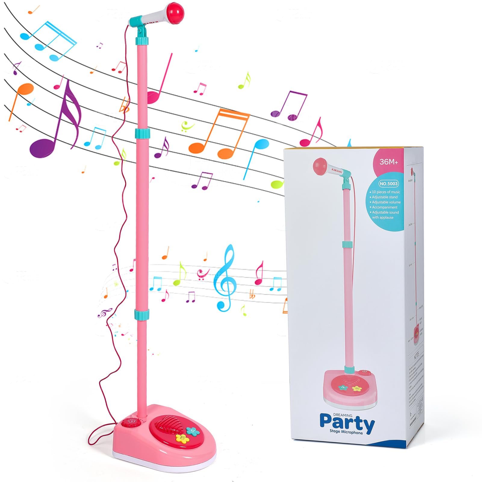 Photo 1 of Kids Standing Microphone, Adjustable Standing Microphone, Karaoke Machine Microphone with Stand for Singing Tour Toddler Kids Microphone, Musical Toys for 3 Years Old Boys or Girls Birthday Gift 36M+