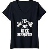 Womens Kike Hernandez This Girl Loves Gameday V-Neck T-Shirt