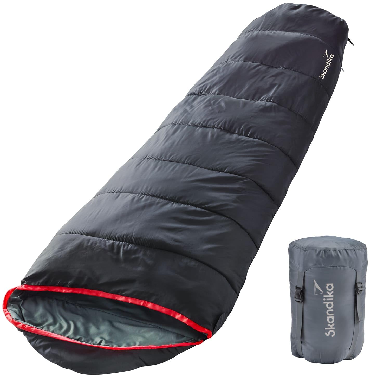 Skandika Alaska Large Sleeping Bag (Left Zip) - Black/Grey, 220x80cm