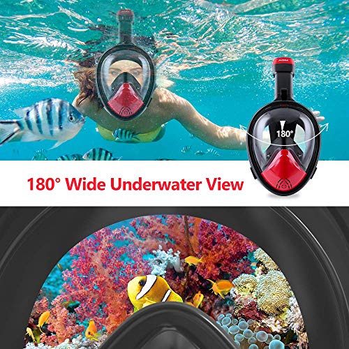 EVOLAND Snorkel Mask Full Face for Kids Youth, Diving Snorkeling Mask Anti-Fog Set with 180° View, GoPro Mount, Easy Breath Dry Top Design, Adjustable Head Straps