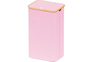 SUOCO Laundry Hamper with Lid, 29 Gal (110L) Clothes Basket with Bamboo Handles, Large Foldable Laundry Hamper for Bedroom, Bathroom, Dorm, Laundry Room - Pink