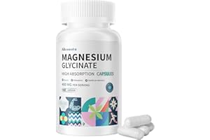 ALLCOOVITA Magnesium Glycinate 400 MG per Serving 100% Chelated for High Absorption, Gentle On Stomach, Non-GMO, 180 Vegetarian Capsules