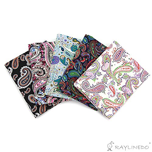 RayLineDo 10 Pcs Different Pattern Multi Color 100% Cotton Poplin Fabric Fat Quarter Bundle 18" x 22" Patchwork Quilting Fabric Paisley and Green Series - Thumbnail 2