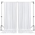 AK TRADING CO. 10 feet x 8 feet IFR Polyester Backdrop Drapes Curtains Panels with Rod Pockets - Wedding Ceremony Party Home Window Decorations - White