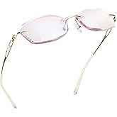 LifeArt Blue Light Blocking Glasses,Computer Reading Glasses,Rimless Frame Tinted Lens with Diamond,Stylish for Women (+3.50 Magnification)