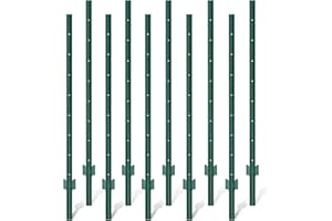 XYADX Metal Fence Post 4feet, Heavy Duty Garden Fence Post for Holding Wire Fence, Sign U Post Pack of 10 Sturdy Outdoor No Dig Fence Post for Garden Yard – Green