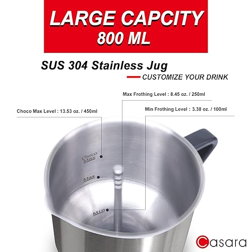 Casara 4-in-1 Electric Milk Steamer and Frother,27oz Stainless