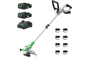 SOYUS Weed Wacker 12 Inch String Trimmer Cordless 20v Electric Weed Wacker, 2 Pcs 2.0Ah Battery Powered Weed Trimmer/Edger, Lightweight Grass Trimmer with 8 Pcs Replacement Spool Trimmer Lines