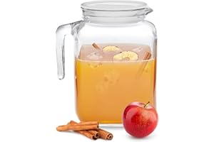 Bormioli Rocco Hermetic Seal Pitcher with Lid and Spout [68 Ounce] for Homemade Juice & Iced Tea or for Glass Milk Bottles, C