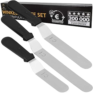 Chefarone Winkelpalette Set für Torte - 3 Streichpaletten Edelstahl für mehr Präzision beim Backen - 26 bis 36 cm (schwarz)