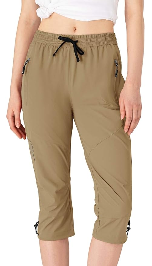 Buy Rdruko Women's Golf Pants Water Resistant Lightweight Hiking Cargo Capri Pants Zipper 