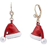 Betsey Johnson Santa Hat Christmas Drop Earrings