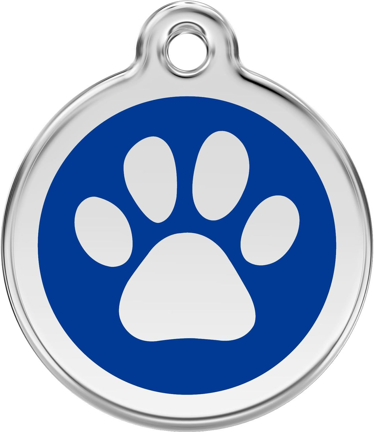 Red Dingo Personalized Paw Print Pet ID Dog Tag (Medium Dark Blue)