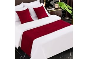 AMBERIS Bed Runner Red, Chenille Soft No Fading Modern Bed Scarf
