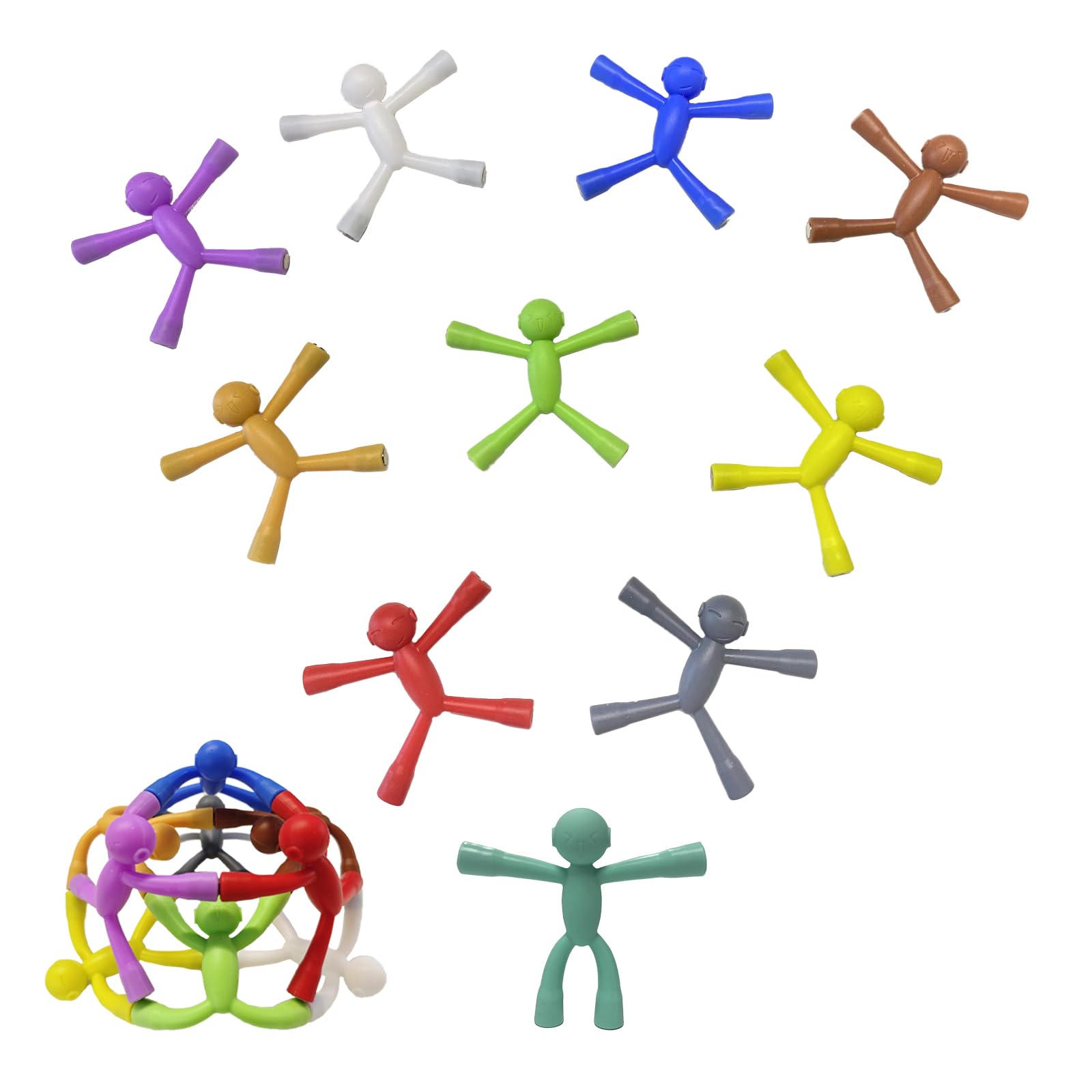 10 Pcs Mini Man Magnetic People, Multi-Color Silicone Humanoid Magnetic Gizmo, Travel Fun Toys