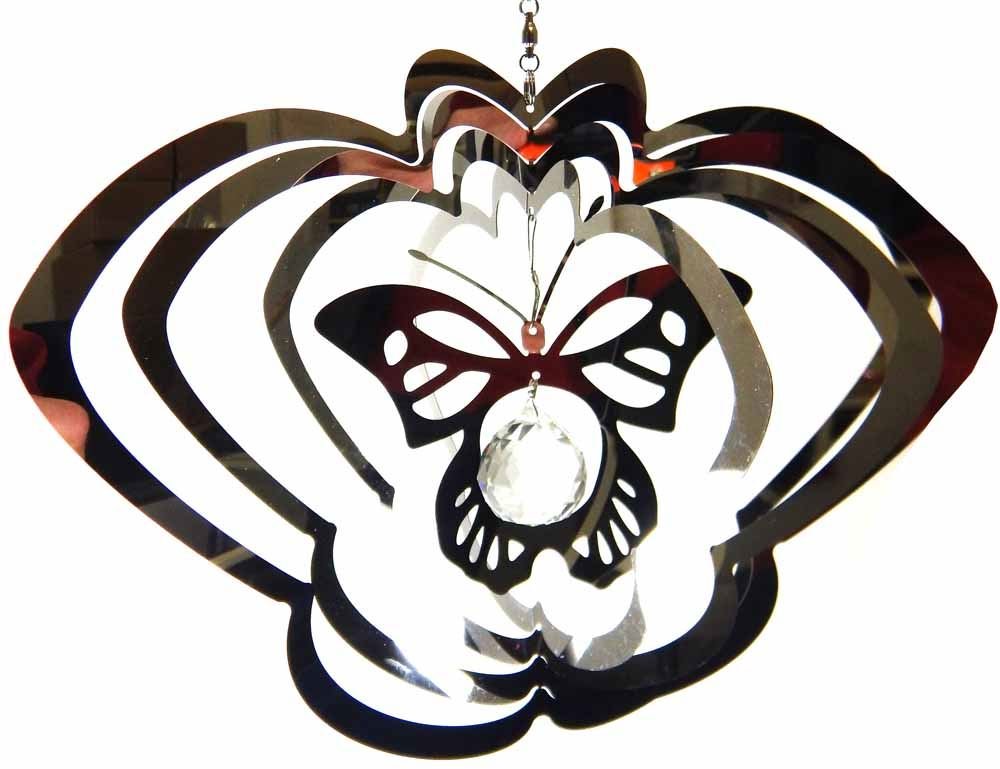 SK Style Hanging Stainless Steel Garden Wind Spinner Sun Catcher Crystal - Large Butterfly
