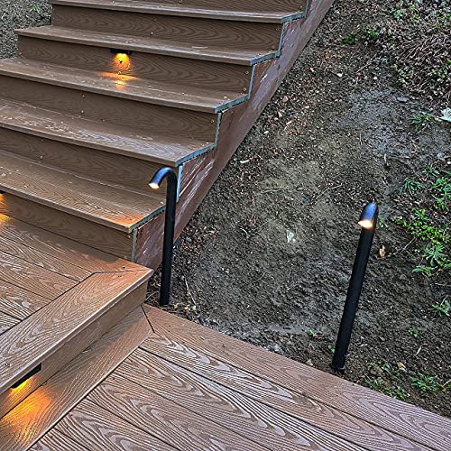 LUMENGY LED Landscape Lighting, Black Bollard Pathlight, Modern Design