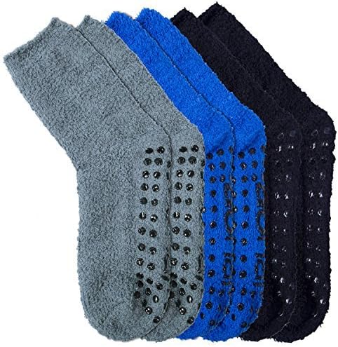 2-3 Pack Winter Indoors Non-Slip Microfiber Fuzzy Crew Warm Soft Socks for Women and Men