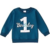 Ritatte First Birthday Sweatshirt Baby Boy 1st Birthday Embroidery Letter Pullover One Year Old Party Outfit Fall Winter Tops