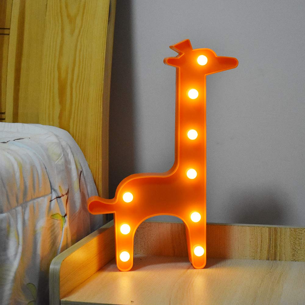 GUOCHENG Lovely Giraffe LED Night Light Warm White Shine Animal Shaped Table Night Lamps for Bedroom Nursery Home Bedside Indoor Decorations Birthday Gift for Kids Children Girls(Orange)